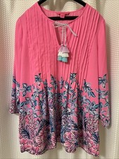 Túnica Lilly Pulitzer Marilina Rosa Trópicos, Talla M Nueva Sin Etiqueta