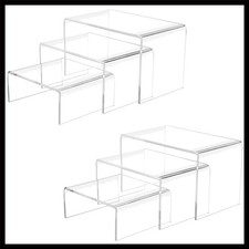 2 Sets Acrylic Display Risers4",5",6" Product Stand 4"x5"x6" Clear Risers