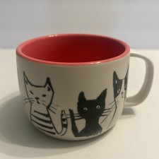 Anthropologie Cat Person Mug Black White Pink Cat Lady Animal Lover Kitty New