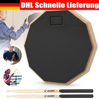 Drumpad Set Dumb Drum Übungspad 2-Seitig Leise mit Holz Drumsticks & Tragetasche