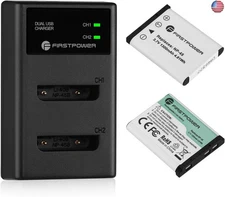 FirstPower NP-45/NP-45A/NP-45S Battery (X2) and Dual Charger for Fujifilm