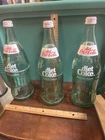 Vintage 32 Oz. Green Glass Bottles Lot Of 3 Diet Coke Return For Refund W/caps