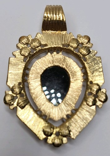 Modeschmuck Anhänger schwarz Acryl und Glas Strass goldfarben - Bild 9 von 13