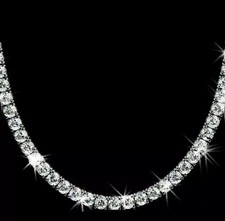 20Ct Round Cut Lab Created Diamond Women's Tennis Necklace 14K White Gold Plated