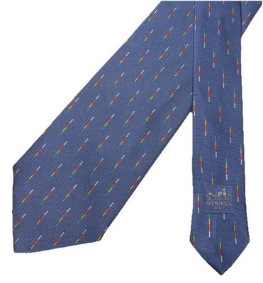HERMES Paris 100% Silk Vertical Geometric Pattern Textured Heavy Silk 58 