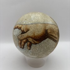 Handpainted Orb Depicting Michelangelo’s The Creation of Adam 