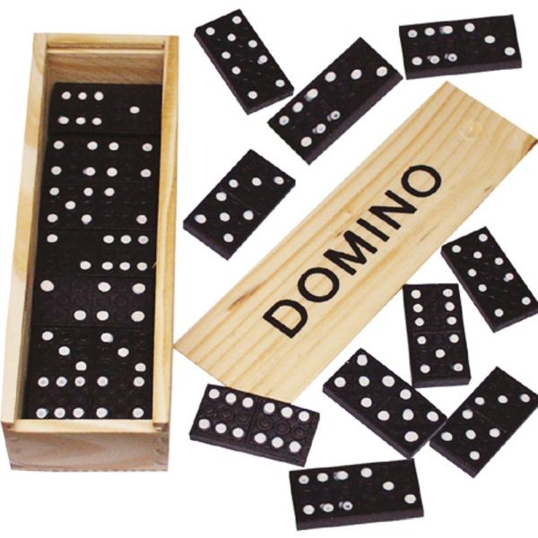 28 Domino Steine in Holzbox mit Anleitung Dominospiel Gesellschaftsspiel Kinder