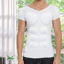 Fake Muscle Suit Shirt Men Bodybuilder Costume Accessory Short Sleeves Enhancers