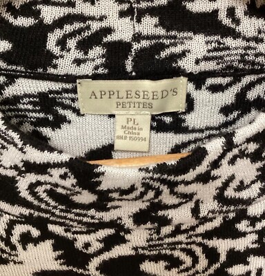 ®️ Womens Mock Turtleneck Knit Top Sz Petite Large Appleseeds Black