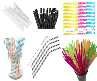 Trinkhalme hell neon biologisch abbaubar Pastell Papier schwarz wiederverwendbar Strohhalme