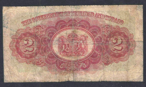 Trinidad y Tobago 1939 $2 dólares ~ P-6b ~ tipo escaso - Imagen 2 de 2