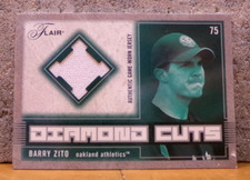 COOL BASEBALL CARD BARRY ZITO OAKLAND ATHLETICS DIAMOND CUTS GAME-WORN JERSEY