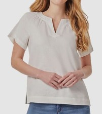 Jones New York Women's White Short-Sleeve Raglan Popover Blouse Size S