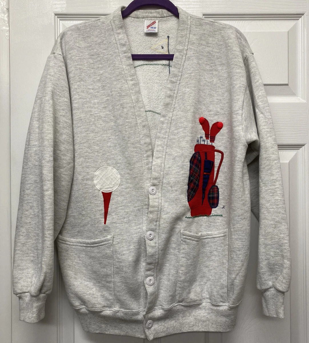 Vintage Jerzees Golf Cardigan Sweater- One Size Men / Women