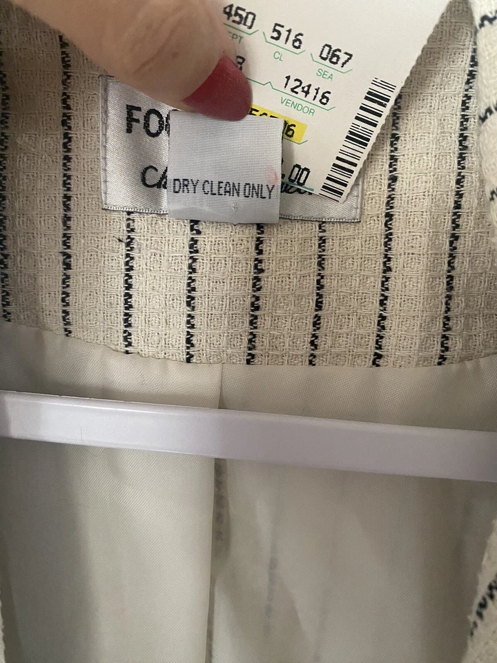 Conjunto de Traje Falda Blazer Vintage Focus 2000 Charles Glueck Beige 100% Seda Talla 8 Nuevo con Etiquetas Foto 3 de 4