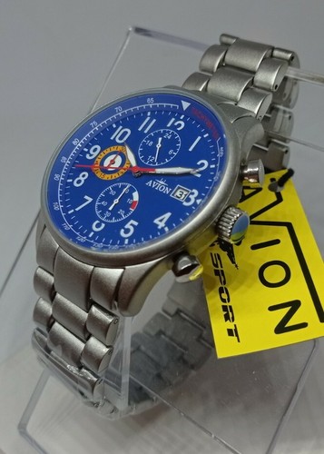 OROLOGIO UOMO AVIATORE CHRONO,AVION SPORT,CASSA E BRACCIALE  ALLUMINIO,BLU,40 mm | eBay