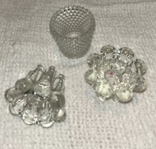 Lot Of 3 Clear Glass Candle Stick Holders
