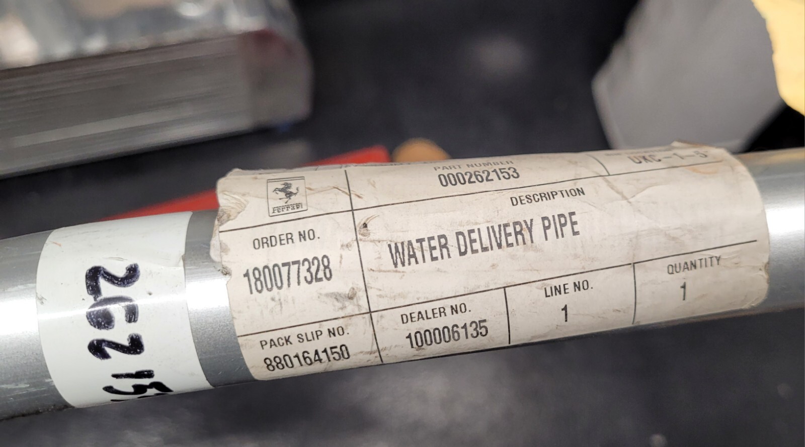 262153 Ferrari Italia 458 WATER DELIVERY PIPE