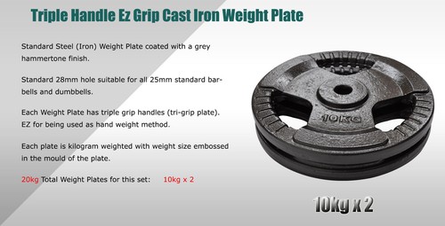 25kg Ez Grip Curl Barbell Weight Set - 120cm Curl Bar + 20kg Iron Weight Plates - Picture 8 of 9