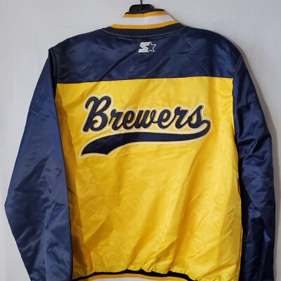 Milwaukee Brewers Starter Jacket Vintage Youth's XL Yellow Satin Bomber NWOT