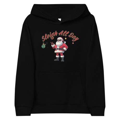 Christmas Fleece Hoodie for Kids - Sleigh All Day, Sizes S-XL - Picture 2 of 13