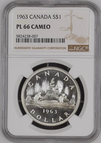 :1963 1$ DOLLAR ELIZABETH II CANADA NGC PL66CAMEO RARITY R4 LOW POP HIGH GRADES