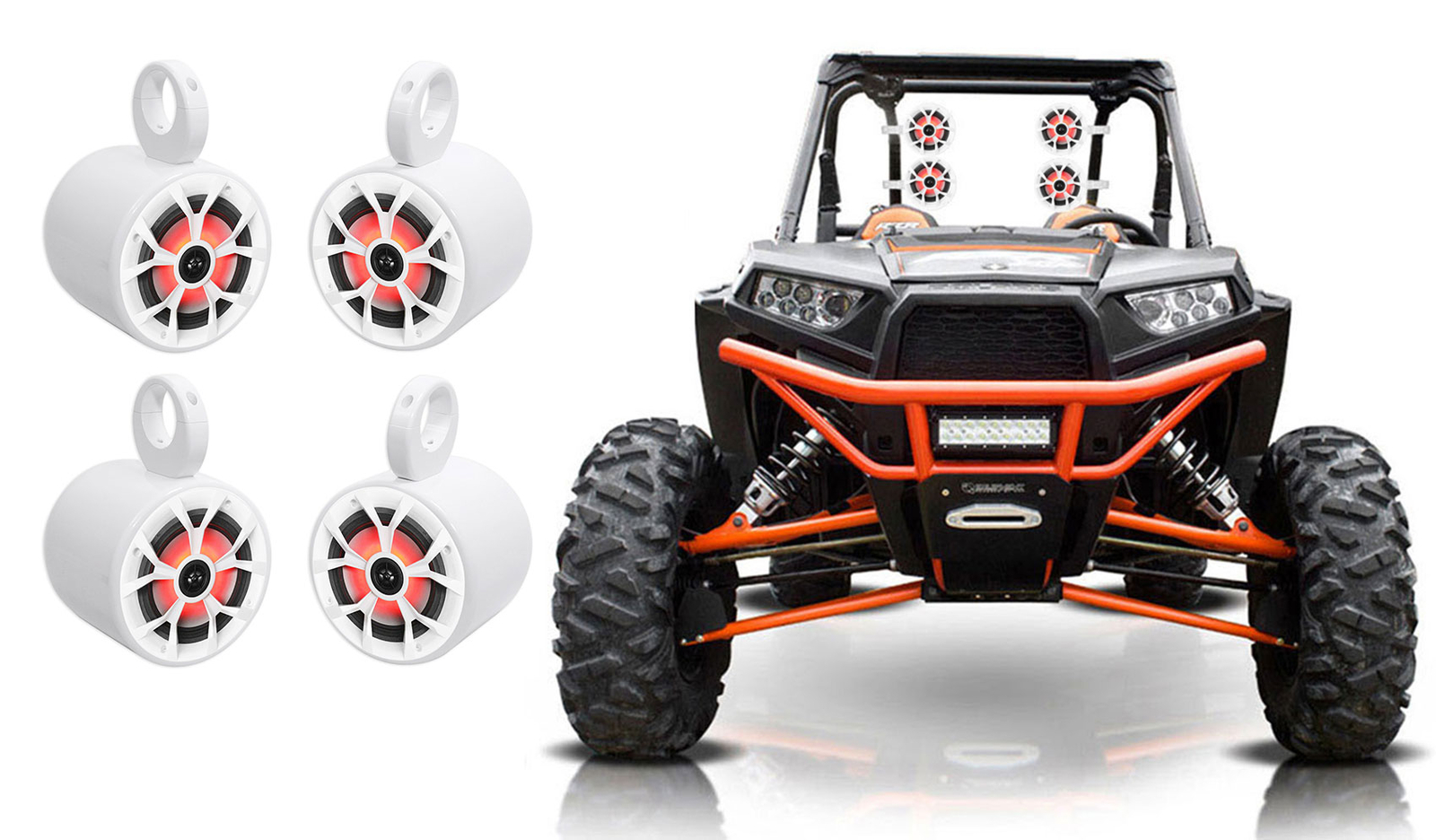 4 Светодиодные колонки Rockville RKL65MBW 65 Tower для Polaris RZRATVUTVCartJeep