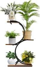 4-Tier Plant Stand Space-Saving Metal Flower Shelf Wrought Tiered Rack Patio