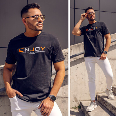 T-Shirt Tee Rundhals Kurzarm Men Sport Slim Fit Print Aufdruck Herren BOLF Motiv