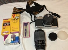 Pentax K1000 35mm SLR Film Camera w/ 50mm Lens, Strap Plus Extras
