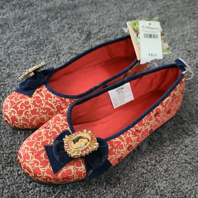 NWT Disney Store Girls Snow White Shoes Red Gold Costume Dress Up Sz 13 1