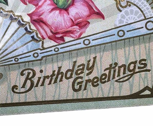 Vtg 1911 Birthday Greetings Postcard Posted 242A Embossed Roses Ribbon Gold Pink - Picture 5 of 13