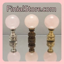 Rose Quartz Gemstone 1" Ball Lamp Finials Nickel/Polished/Antique Brass Base