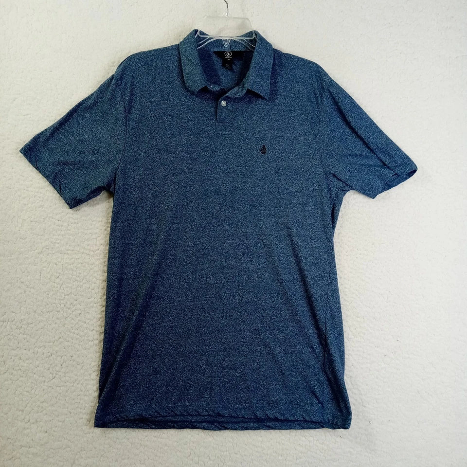 Volcom Polo Shirt Golf Shirt Boy's Large Short Sleeve Blue Logo - Image 2 of 4