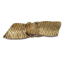 Vintage Accessocraft NYC Gold Tone Basket Weave Two Piece Dress Belt Buckle