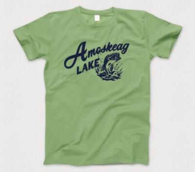 Amoskeag Lake T-Shirt 632 Retro Film Komödie Erwachsene Angeln Sandler Rock Hayek