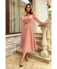 Abito donna - Con manichetta in tulle – Nudo