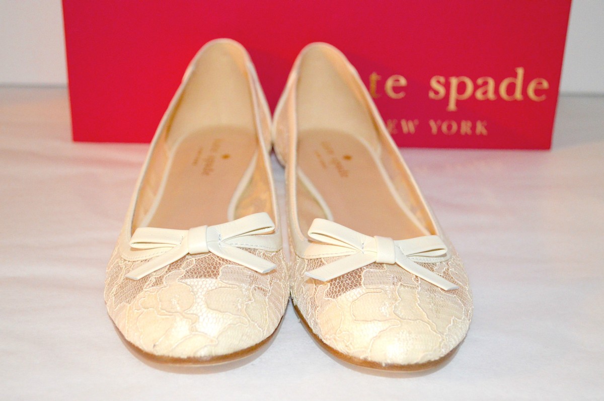 New $298 kate spade New York Banner Ivory/Lace Cream Nappa Leather