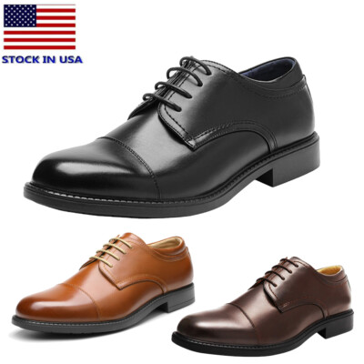 Men's Classic Dress Oxford Derby Shoes Lace Up Formal Cap Toe Lace-up Shoes 