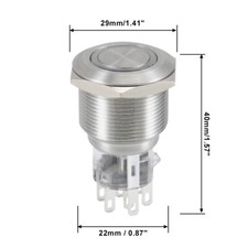 Momentary Metal Push Button Switch 22 mm Mounting Dia DPDT 2NO 2NC 24V Red LED