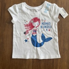 The Children  s Place T-Shirt Girls 12-18 months Mermaid In The USA America 4th