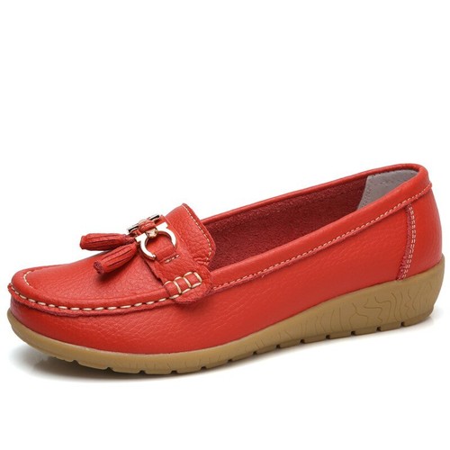 Women Flat Plus Size 44 Women Genuine Leather Shoes Slipony Low Heels Loafers - Picture 18 of 38