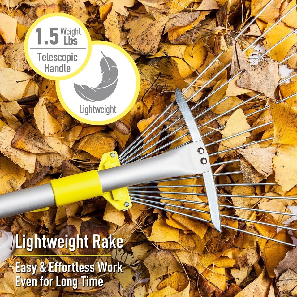 Leaf Rake - 63 Inch Rake for Leaves, Lightweight Leaf Rakes for Lawns ...