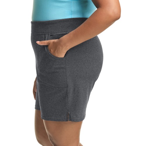 Plus Size Cotton Jersey Shorts Pull-on Gym Shorts 7" Inseam - Picture 4 of 5