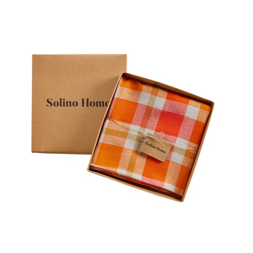 Solino Home Linen Round Tablecloth for Summer, Dining Table, Fall Buffalo Check - Picture 4 of 4