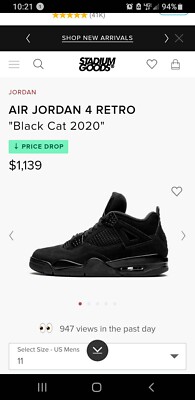 Size 11 - Jordan 4 Retro Black Cat 2020 | eBay