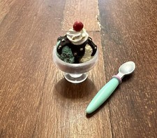 1996 Tyco Kitchen Littles Ice Cream Sundae W/ Dish  Spoon