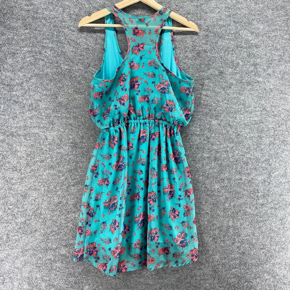 Vestido tocador mujer M mediano azul floral funda corta cintura elástica sin mangas Foto 2 de 4