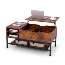 Lift Top Coffee Table, Hidden Storage Space Removable Storage Rack 2 Compartment