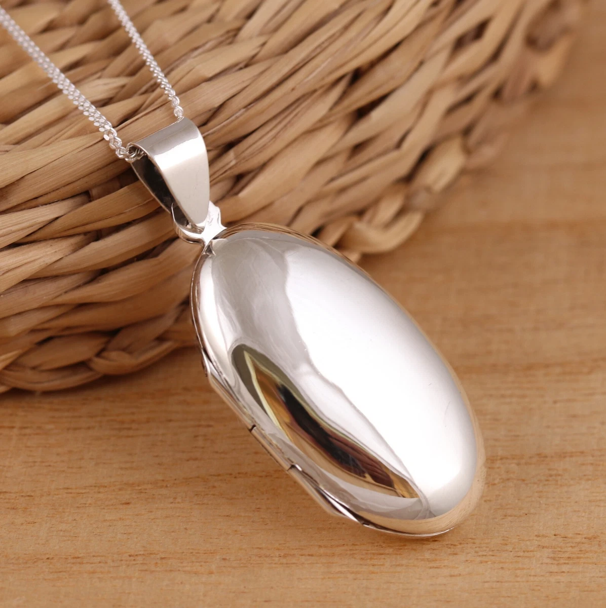 Solid silver hotsell locket and chain